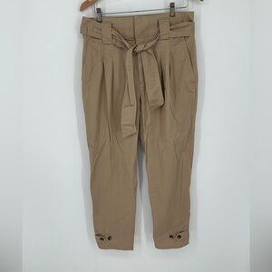 Lauren Ralph Lauren Womens Sz 12 tan twill ankle pleated pants belted high waist